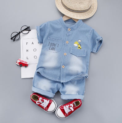 Kids Shirts Baby Boy Clothing Boys Cartoon Deer Pattern Denim Suits Shirts + Shorts 0-4 Years Baby Boys Fashion Clothing