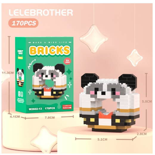 Lboyu Cute Cartoon Donut Building Block Ornaments Compatible with Lego Children's Toys M13