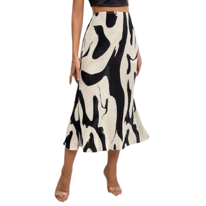 Lovito Women Elegant Geometric Pattern Skirts LNL36010 (Off White)