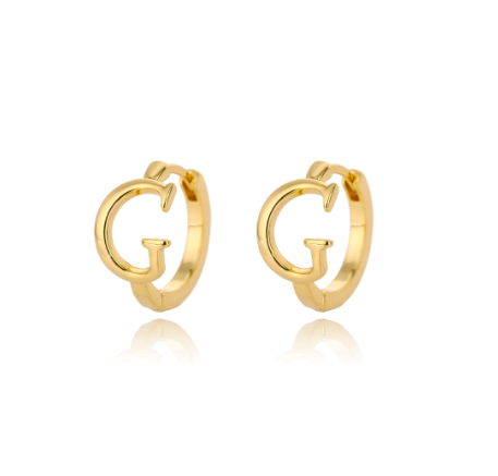 Kaijiang Anting-anting Initial Letter Hoop Earrings For Women A-Z Letter Piercing Stainless Steel Earring Korean Fashion Jewelry G