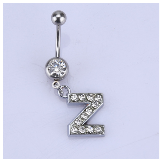 26 Letter A To Z Style Charm Stainless Steel Body Piercing JewelryCrystal Rhinestone Navel Belly Button Ring Z