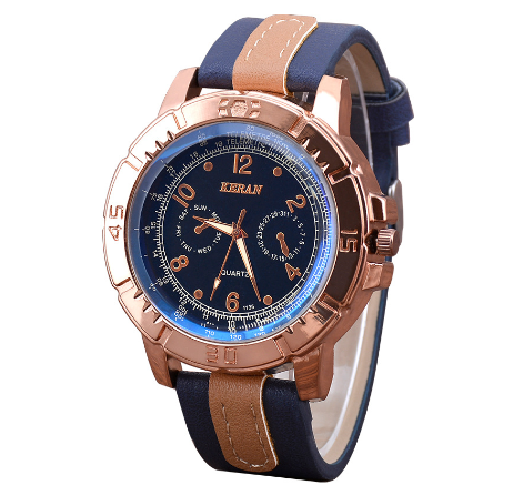 Explosive fashion sports three-eye belt men's watch Korean version of simple large dial quartz watch gift watch M001