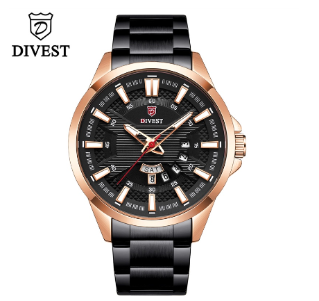 DIVEST Luxury Brand Men's Watches Fashion Business Casual Sport Men Watch Waterproof Quartz Luminous 9032 ROSEGOLD BLACK