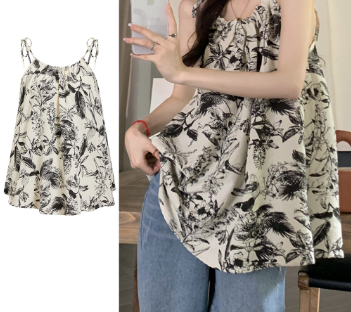Lovito Women Casual Floral Draped Tank Top L73AD092
