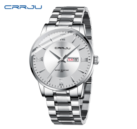 CRRJU Original Men's Watch Stainless Steel Business Simple Dial Casual Sports Quartz Waterproof 2175 XS 06