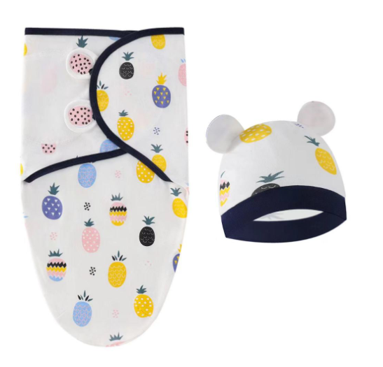 Newborn Baby Muslin Swaddle Blanket Hat Set Swaddle Bedding Wrap Blanket Baby Swaddling S35