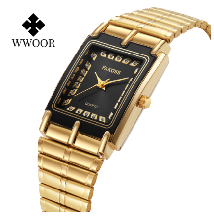 WWOOR Watch for Women Quartz Watch Stainless Steel Watch Women Watch 30M Waterproof Exquisite High-End Women Watch BLACK DIAL GOLD CASE STRAP