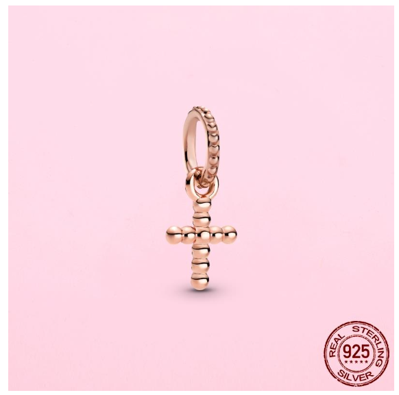 925 Sterling Silver Flamingo Leaf Rose Flower Charm CZ Luxury Pandora Pendant Fit Pandora Bracelet Necklace For Women DIY Making S30