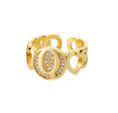 Initial Letter Open Rings For Women Aesthetic Love Heart Wedding Rings Stainless Steel Jewelry Gifts Q