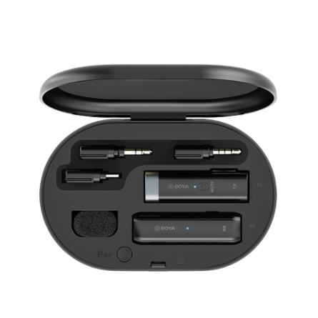 BOYA BY-WM3 D/U Lapel Microphone Wireless with Charging Case Mini Mic for Camera Vlog Interview