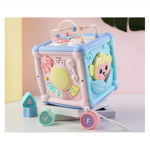 Multi-functional Toddler Baby Music Piano Box Activity Cube Geometric Blocks Toys