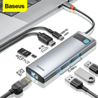 Baseus USB C HUB Type C to HDMI USB 3.0 PD Adapter SD TF Slot RJ45 VGA 3.5mm Audio for MacBook Pro iPad Air 4 iPad Pro 2020 Laptop USB C Dock Station Splitter