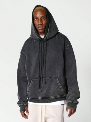 SUMWON Overhead Washed Double Hoodie With Double Cords