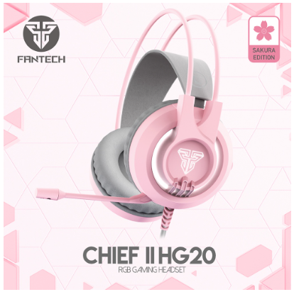 Fantech Hg20 Chief Ii RGB Sakura Gaming Headset Over Ear Headphones With Noise Cancelling Microphone