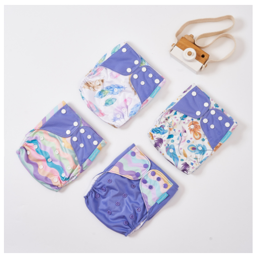 Happyflute Baby Reborn 4pcs set Washable Eco-friendly Baby Cloth Diaper Ecological Adjustable Nappy Reusable Diaper Fit 0-2year Set2