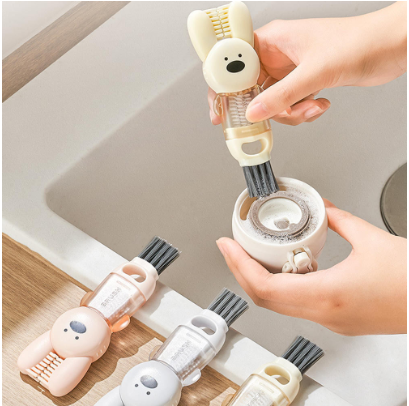 Multi-functional Cup Lid Brush Groove Cleaning Brush Three-in-one Cup Lid Brush Baby Bottle Cleaning Brush