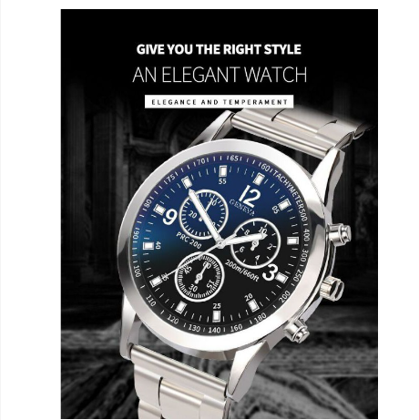 Men's Blu-ray Quartz Watch Glass Three Eyes Steel Band Watch