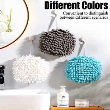 Hand Dry Hanging Towel Rag Ball Chenille Super Absorbent For Home Bathroom Kitchen IP
