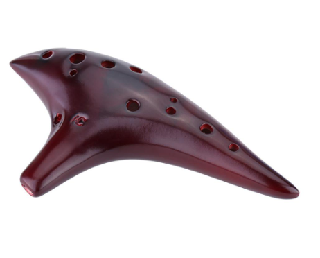 12 Holes Ceramic Ocarina Flute Alto C Smoked Burn Submarine Style Musical Instrument with Music Score for Music Lover and Beginners