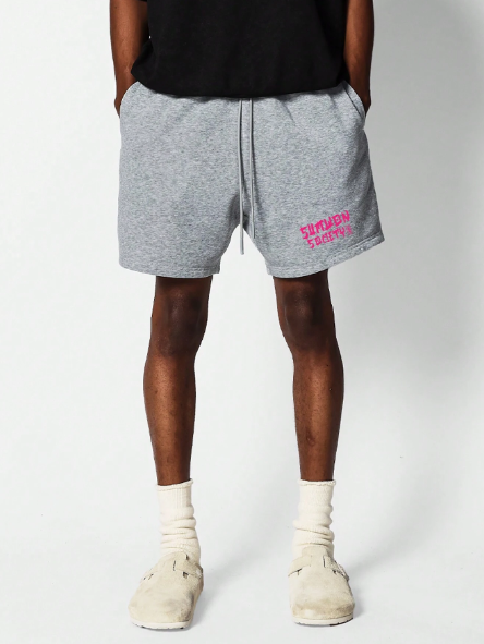 SUMWON Drop Crotch Short With Letter Graphic Print