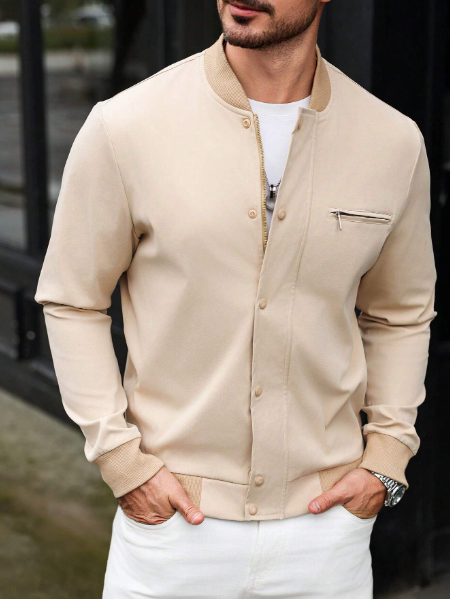 Men Casual Zip Up Bomber Jacket For Dailywear
