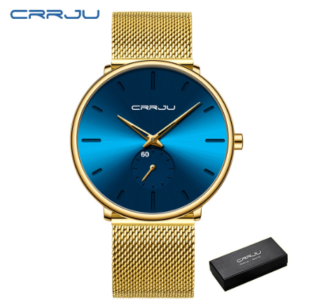 CRRJU Men's Watch Original Brand Ultra thin Sports Fashion Business Simulation Quartz Stainless Steel Waterproof 2150 M02