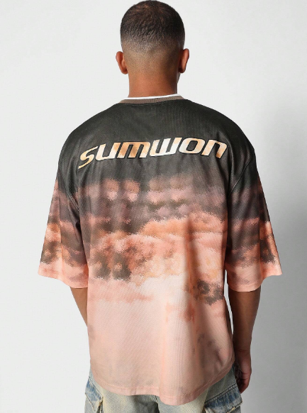 SUMWON Oversized Fit Mesh Baller Tee With All Over Print