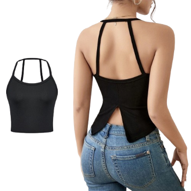 Lovito Women Casual Plain Backless Crop Tank Top L74ED103(Multi-color)