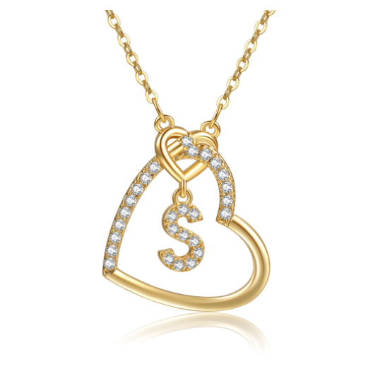 A-Z Letter Necklaces Fashionable Heart Pendant Accessories Women's Necklace S