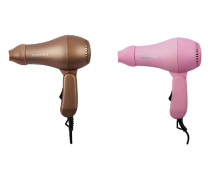 Amstar Folding Travel Hair Dryer 800 W 2 Speed 2 Temperature Settings Matt Finish Hair Blower