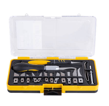 Deli 16Pcs Combination Precision Metal Carving Knife Set Hand-made Carve Chisel Graver Blade