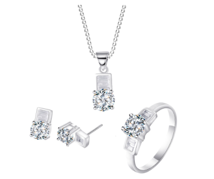 Silver S059 925 Italy Silver 3 in 1 Jewelry Set Ladies