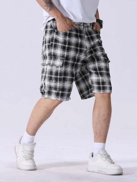Manfinity Hypemode Men's Checked Workwear Denim Shorts
