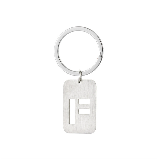 1Pcs Simple Stainless Steel 26 Letter Keychains Fashion Sliver Color Initials Keyrings Handbag Charms Ornaments Souvenir Gifts F