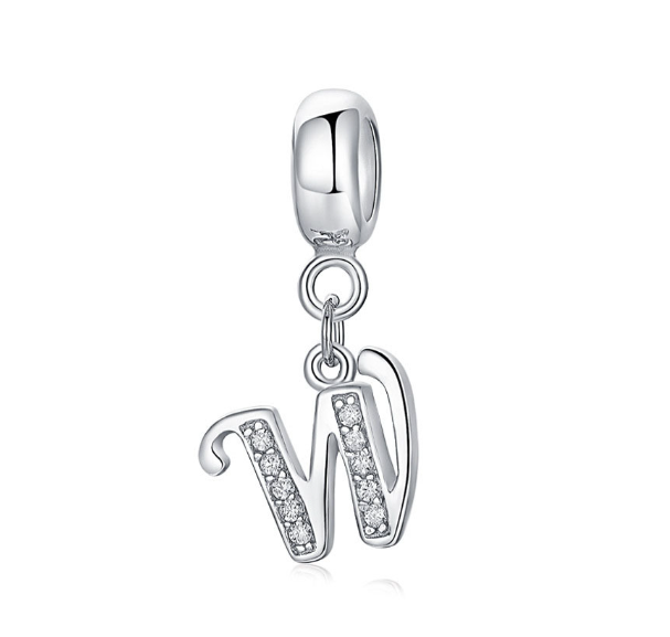 Pandora Letter Charm 925 Silver 26 Letters Diamond Charms Bracelet Pendant W