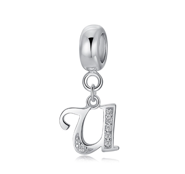 Pandora Letter Charm 925 Silver 26 Letters Diamond Charms Bracelet Pendant U