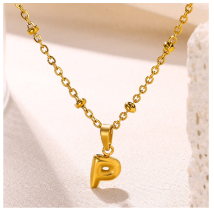 Letter Necklace for Women, 18K Gold Plated Balloon Initial Necklaces Personalized Gold A-Z Alphabet Pendant Cute Name Choker Necklace