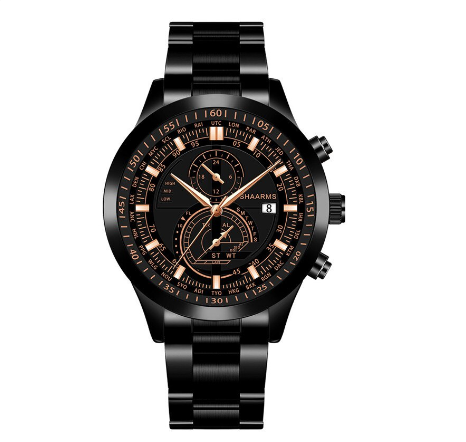 Men's Quartz Business Wacthes Stainless Steel Waterproof Sport Date Watch Men Relo Ng Kalalakihan Wristwatch BLACK ROSEGOLD