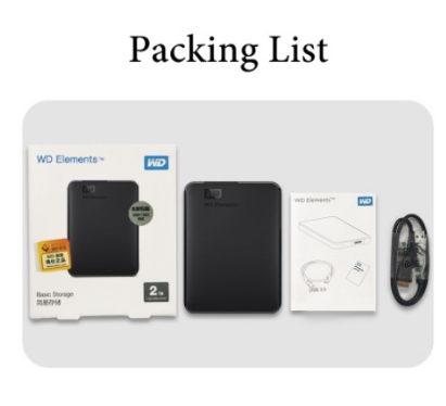 Western Digital WD Elements 2.5" Portable Hard Drive 2TB HDD USB3.0 External Hard Drive