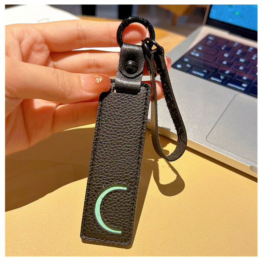 Creative PU Leather Letter Keychains Fashion Colorful Square Alphabet Keyrings Car Key Holder Accessories Bag Ornament Gifts C
