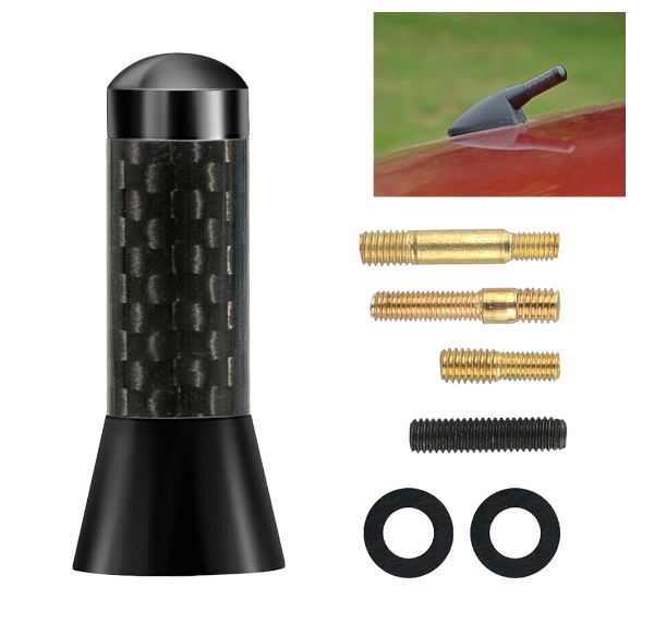 AUXITO Car Short Antenna Aluminum Black Shortest Carbon Fiber Vehicle Car Radio Antenna Aerial Universal Replacement 1.4 Inch