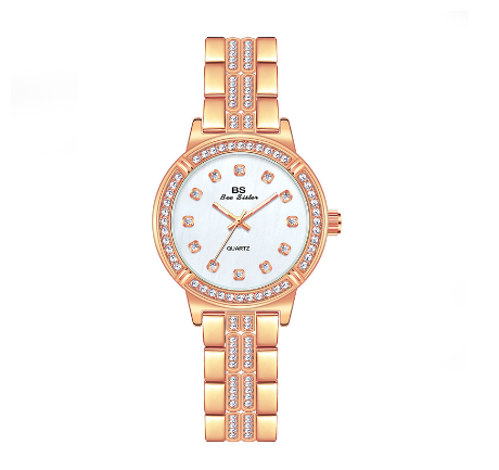 BS Bee Sister Ladies Fashion Casual Watch Top Brand Korean Version Full Rhinestone Noble And Shine Stainless Steel Watches Diamond Women Watch ROSEGOLD