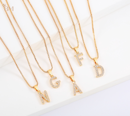 Fashion Luxury Necklace With Letter Pendant 18k Gold Plated Initials Jewelry P002