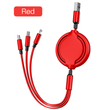 KAXOE Retractable Liquid Silicone Cord 3 In 1 Fast Charging Micro USB Type C for iP Phone Cable