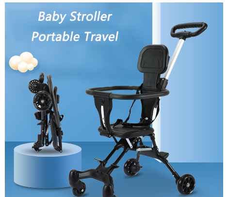 Baby Stroller Portable Travel Foldable Stroller Lightweight Stable Soft Seat Hand Push for Baby