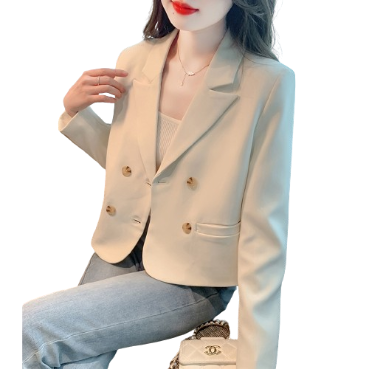 Lovito Women Casual Plain Button Blazer LNE35222 (Apricot)