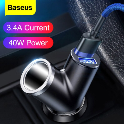 Baseus Car Charger 40W Double USB Shunt Fast Car Charger Power Adapter Car