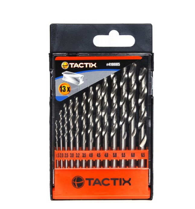 Tactix ME410085 Drill Bit Set HSS Twist 13-Pc (Chrome)