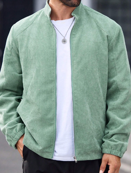 Manfinity Modomio Men's Slim Fit Stand Collar Zip-Up Jacket