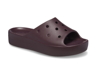 Crocs Classic Platform Slide in Dark Cherry